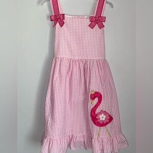 Little girls pink flamingo summer dress. Size 6